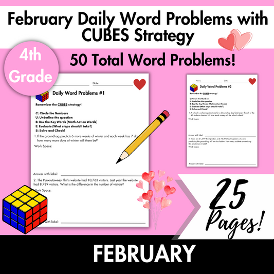 February | 4th Grade Daily Word Problems