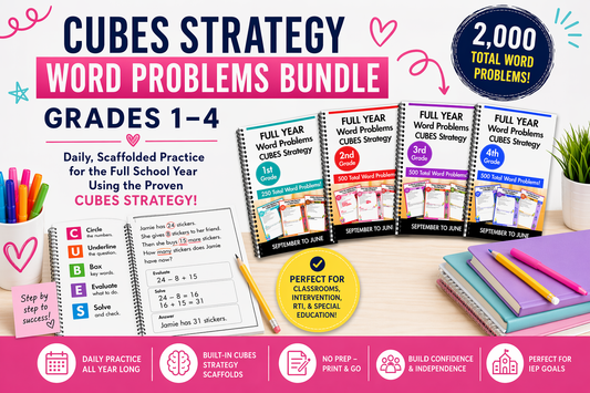 CUBES Strategy Word Problems Bundle: The Best Way to Teach Word Problems in Grades 1–4