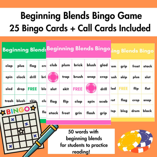 Beginning Blends Bingo Game | Phonics Blends | Literacy Center Activity