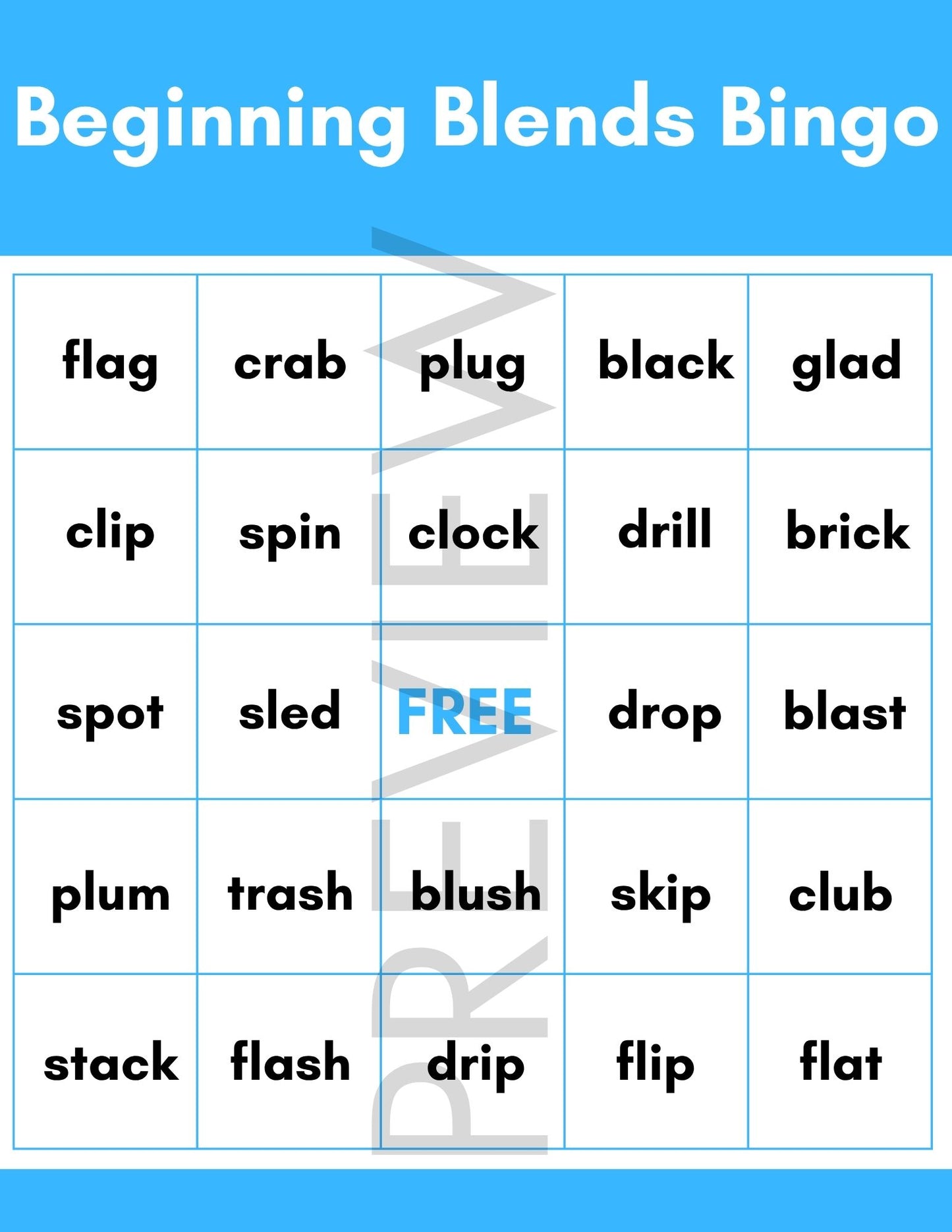 Beginning Blends Bingo Game | Phonics Blends | Literacy Center Activity