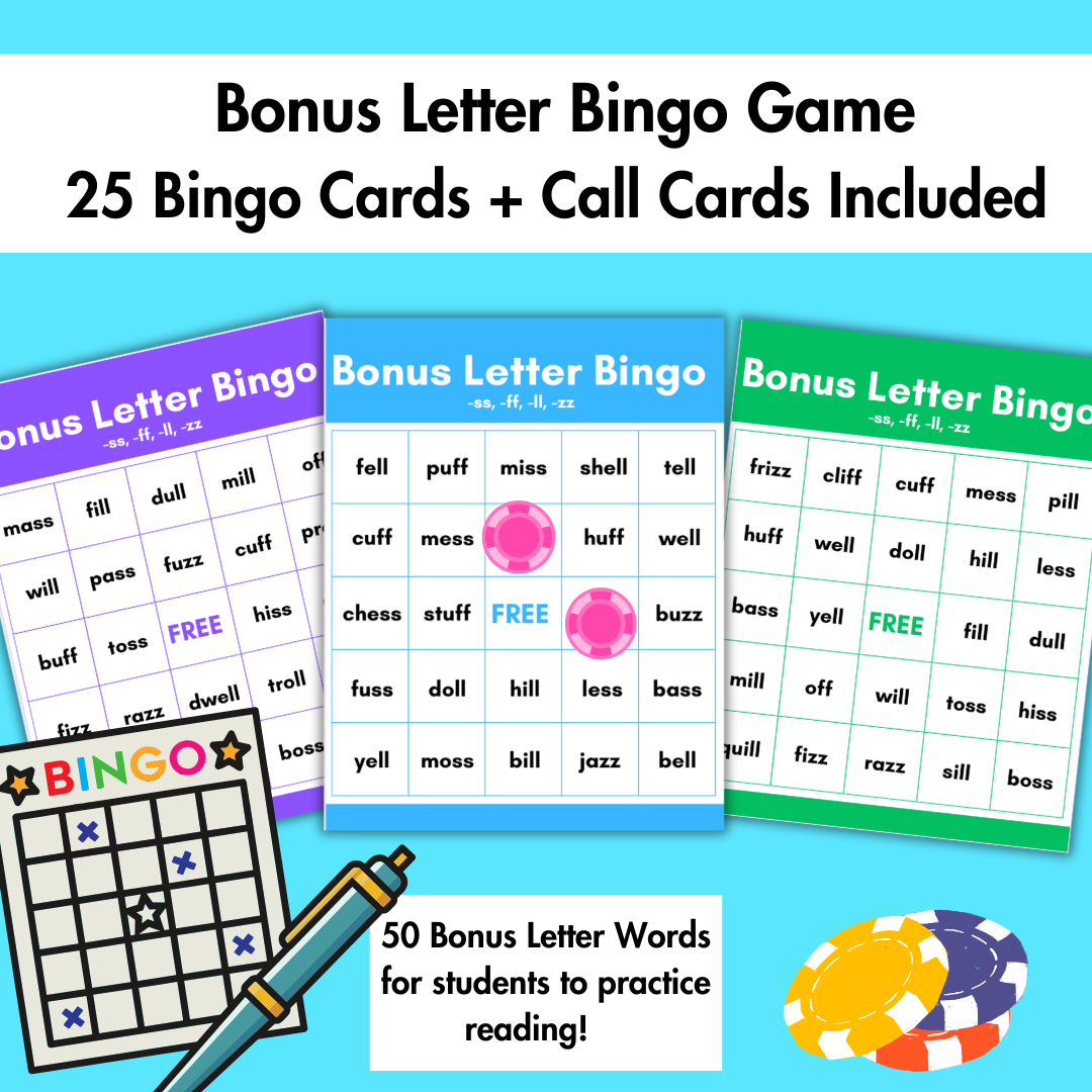 Bonus Letter Bingo Game | Phonics Bonus Letters | Literacy Center Activity