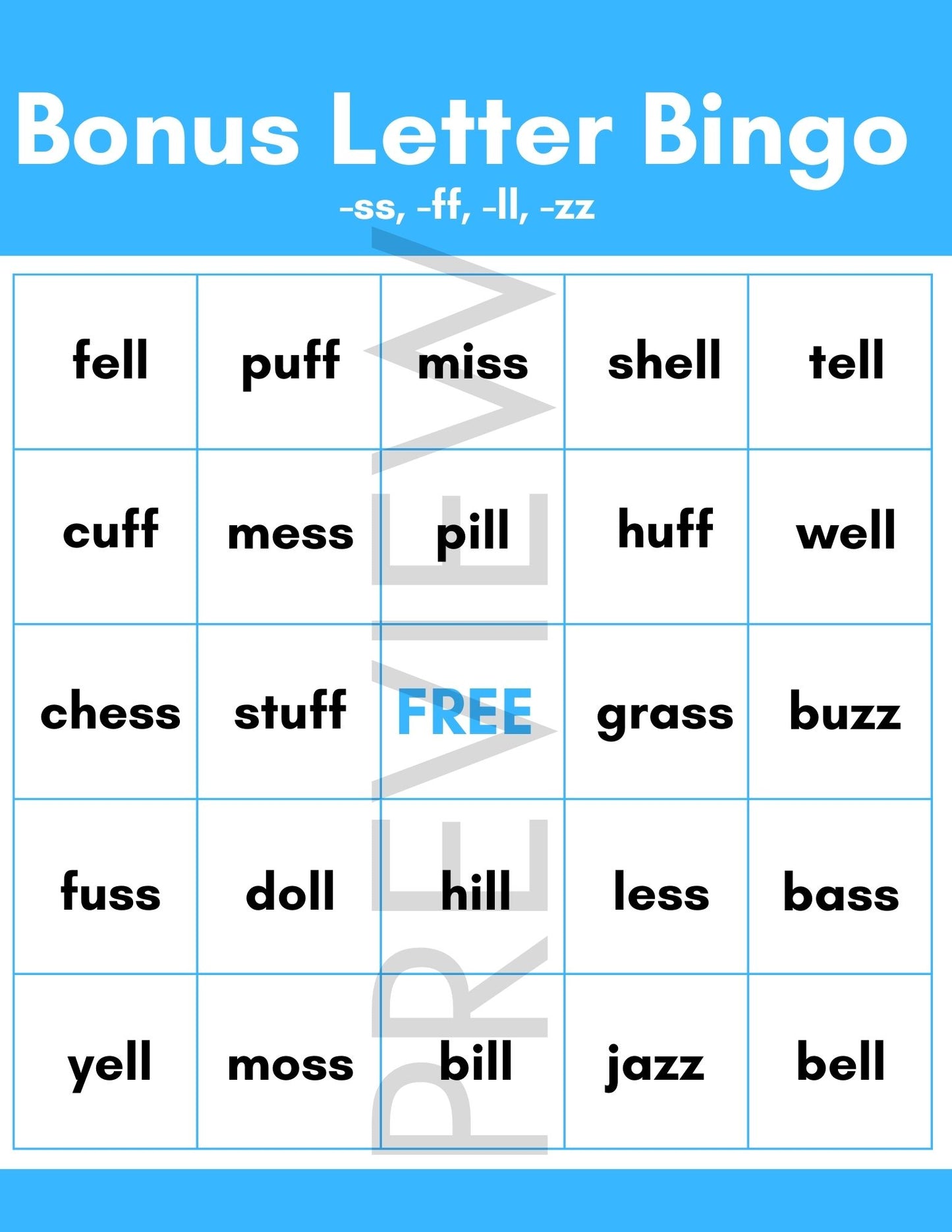 Bonus Letter Bingo Game | Phonics Bonus Letters | Literacy Center Activity