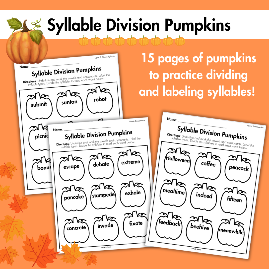 Fall Syllable Division Pumpkins