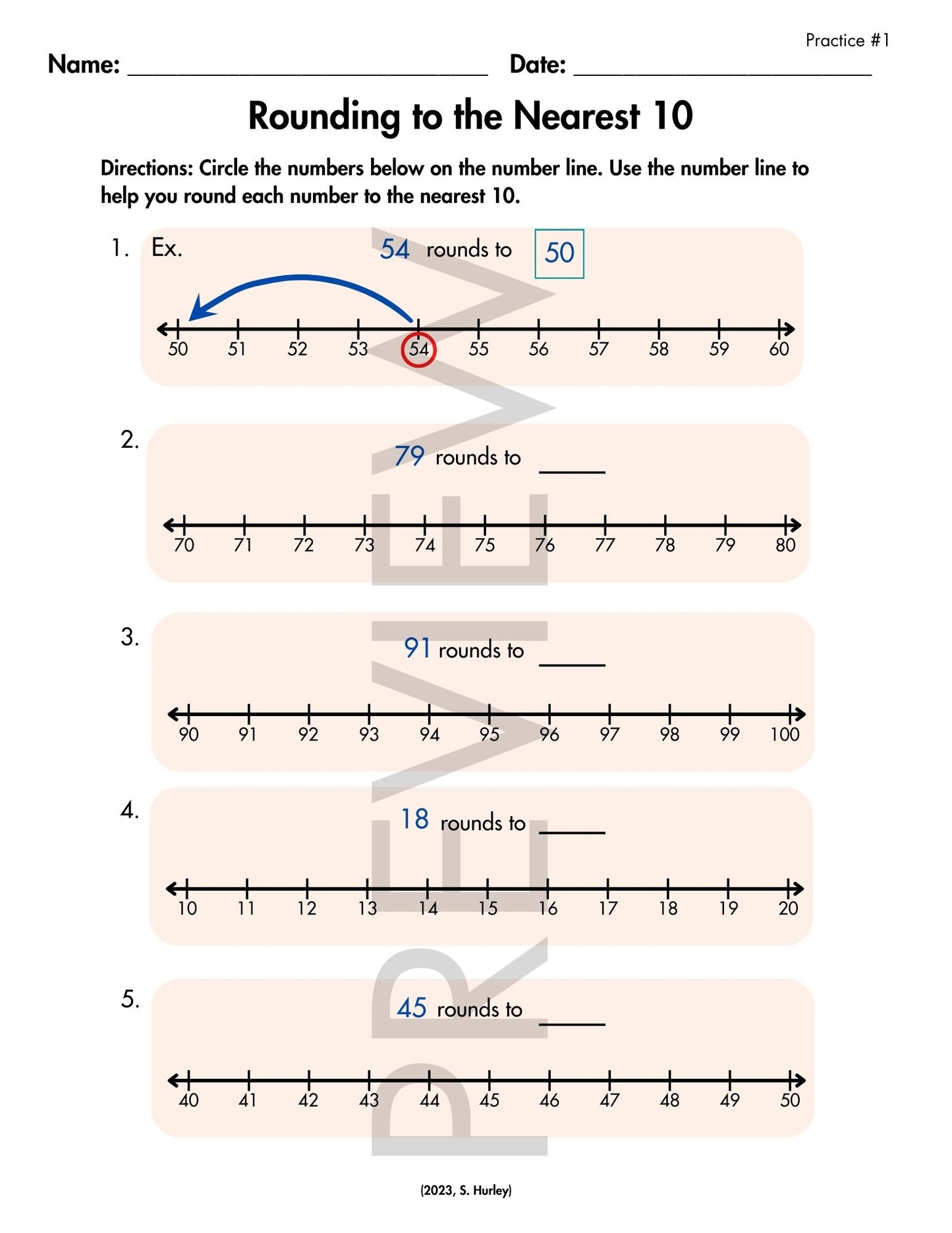 Grade 3/4 Rounding to Nearest 10 | Number Line Practice & Scaffolds