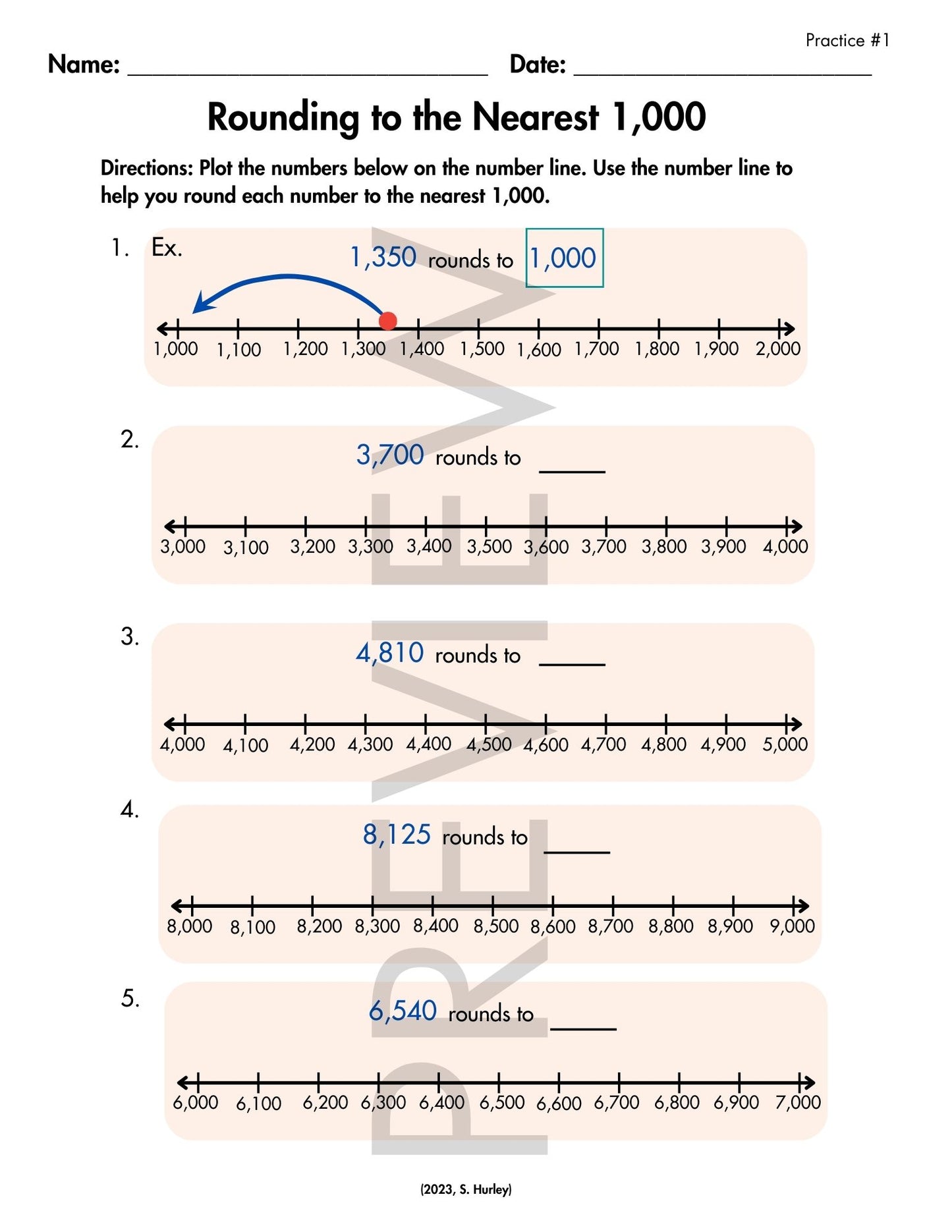 Grade 4 Rounding to the Nearest 1,000 | Number Line Practice & Scaffolds