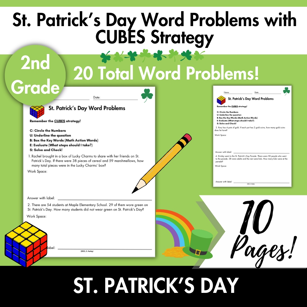 St. Patrick’s Day Word Problems | CUBES Math Strategy | Grade 2