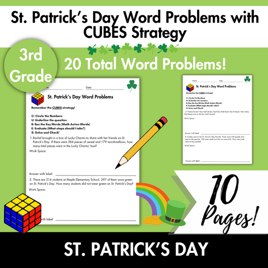 St. Patrick’s Day Word Problems | CUBES Math Strategy | Grade 3